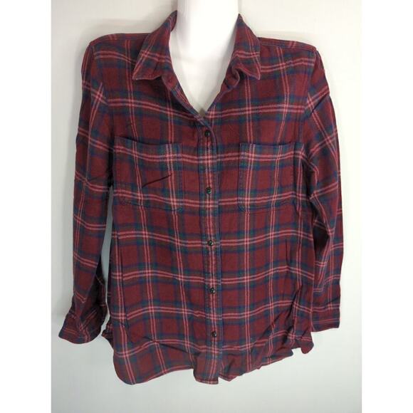 Madewell Womens Plaid Cotton Long Sleeve Button Down Shirts Red Blue Size Medium - Picture 1 of 7
